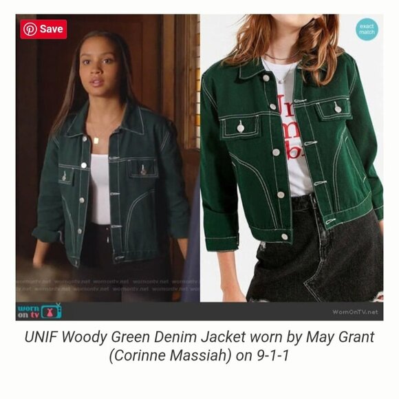 Unif NWT Denim Jacket Holy Green 3/4 Sleeve ASO TV 911/ Scream/The Fosters SizeS - Picture 9 of 16